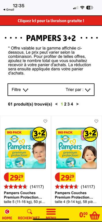 carrefour pampers premium taille 5