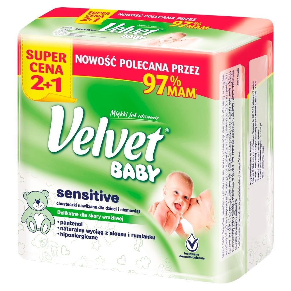 velvet baby chusteczki nawilżane pure