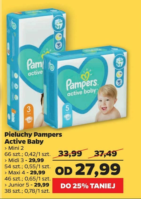 pampers pieluchy 1 43 sztuki