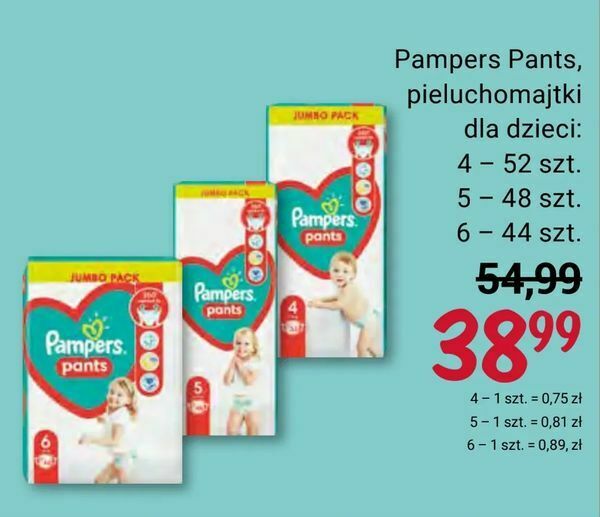 pampers pannts rozmiary