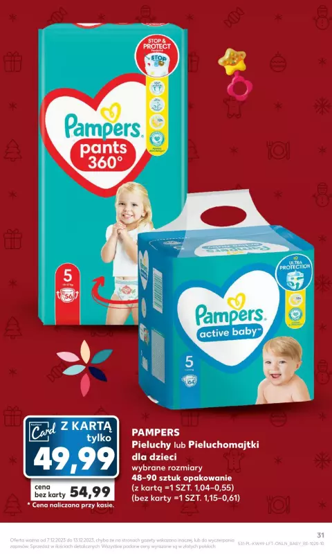 pampersy 5 pampers ile kg